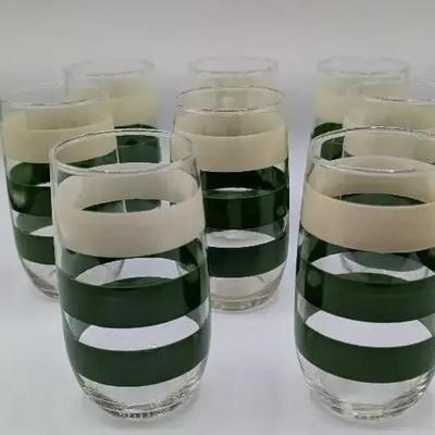 Green and White Striped Glasses