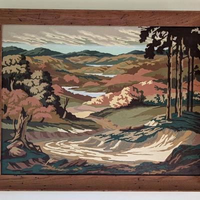 Mid Century Autumn River Landscape PBN