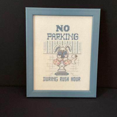 No Parking Crosstitch In Frame