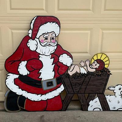 Santa / Baby Jesus & Lamb Yard Sign