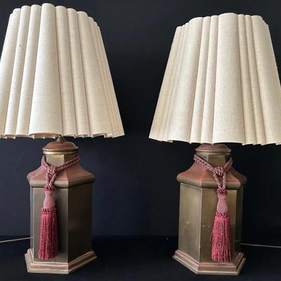 Brass Hexagon Lamp Pair
