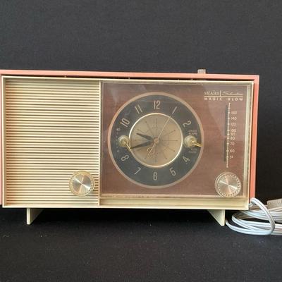 Pink Sears Silvertone Magic Glow Clock Radio