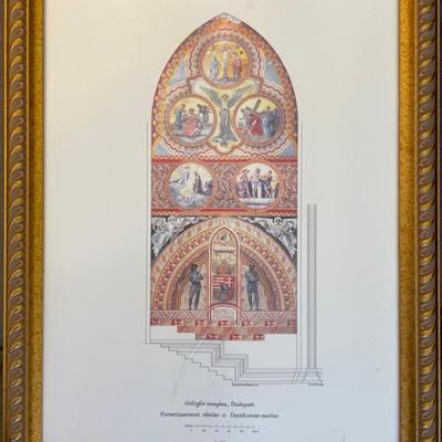 Stunning Matyas-templom Stained Glass Cross-Section Art Print