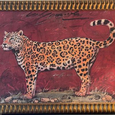 Framed Gliclee Reproduction Signed by Barrett Majestic Leopard