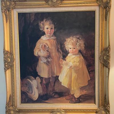Reproduction Gliclee Two Little Sisters by Alice Stoddard Elegantly Framed