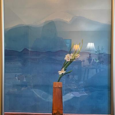 Mount Fuji and Flowers Framed David Hockney Poster