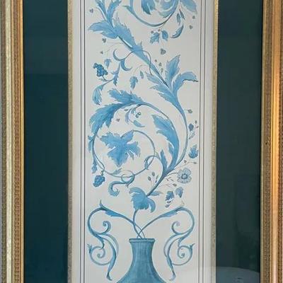 Blue Floral Urn Framed Print