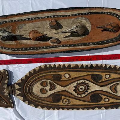 Two Carved and Polychrome Wood Objects from Oceania/Melanesia (Likely Papua New Guinea)