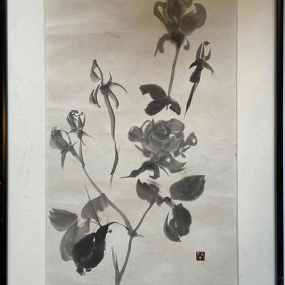 Elegant Asian Brush Print – Signed Artwork