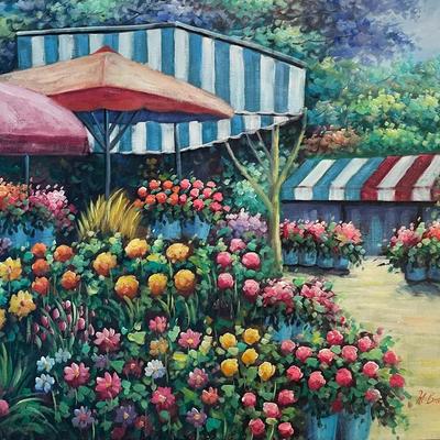 Abundance of Blooms Hand-Painted Oil Painting by M. Branden