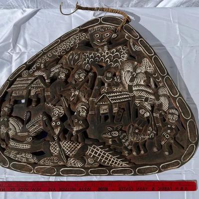 Highly Carved Oceanic Panel or Shield