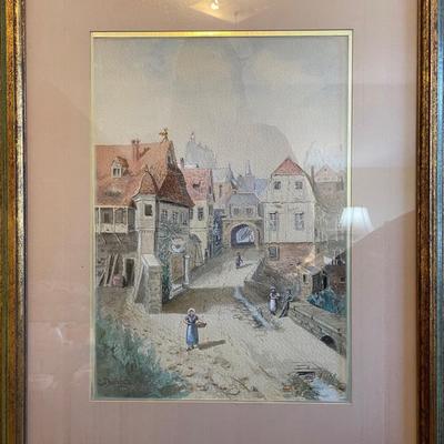 Exquisite Watercolor Signed by C. Durlach