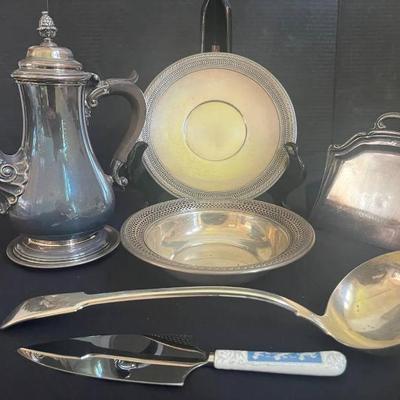 Po190v english brass coffee pot and serving pieces