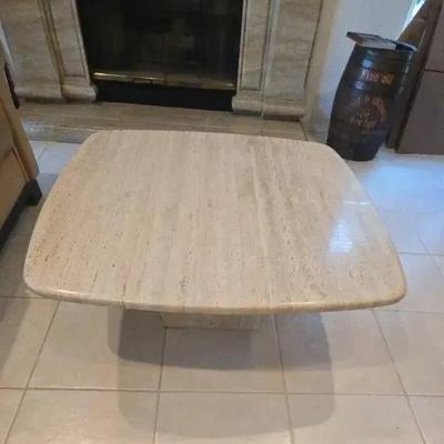 Po107 beige square travertine square table for living room