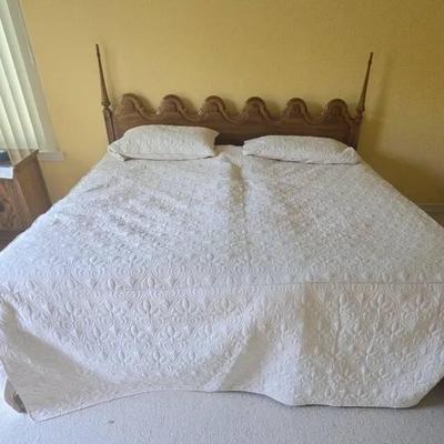 Po144 king headboard with mattress and bedding