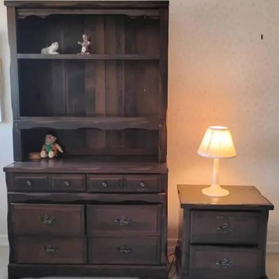 Po142 vintage dark wooden cabinets storage