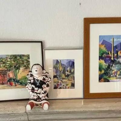 Po141 diana madaras three piece artwork and two statues