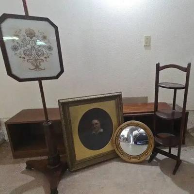 Po182 vintage fire screen and folding table