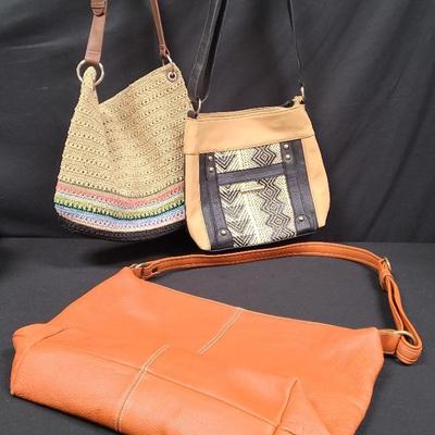 Avorio Luxurious Leather Bag From Italy, Nice Nicole Miller + Wonderful Woven Handbag