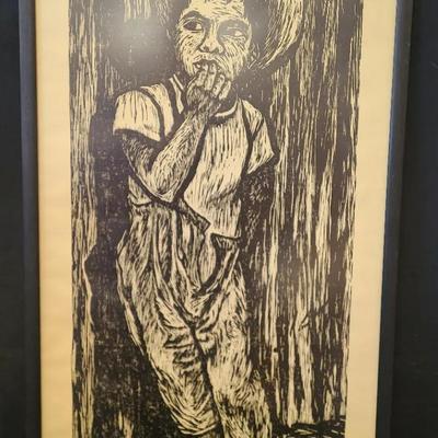 Wood Cut Print Signed By Sara Jiminez