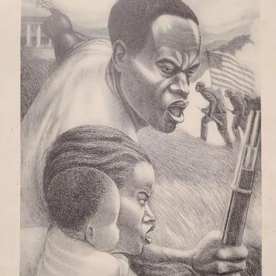Signed Print "The Fight In America" By H Collins