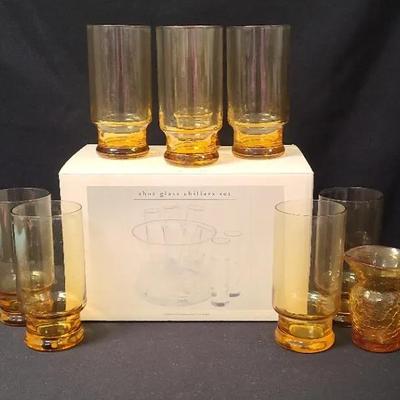 Old Meets New - MCM Drinking Glasses And New In Box Shot Glass Chillers Set 
