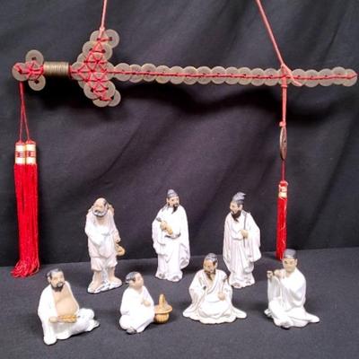Mystical Mudmen/Blanc de Chine Figurines And Fantastic Feng Shui Sword