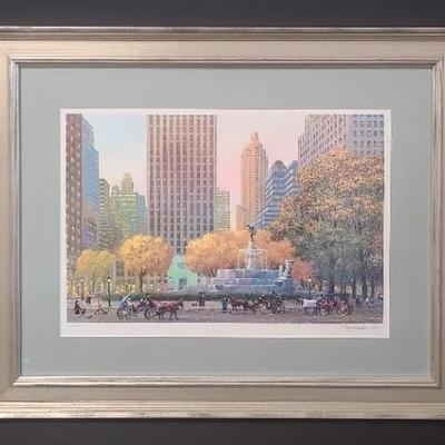 Spectacular Skyline Rendering - Alexander Chen Signed/Numbered Print 864/2250, Pulitzer Fountain