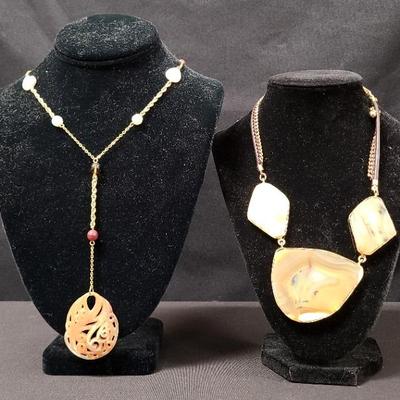 Chico's Natural Stone & Decorative Rachel Necklace Duet 