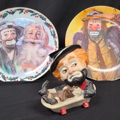 Red Skelton Emmett Kelly Jr. Plates And Figurine