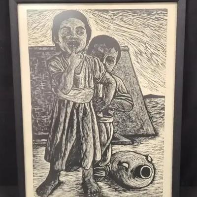Lithocut Print Of "Ninos del Mezquital" By Sarah Jimenez