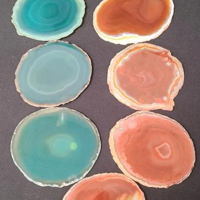 Alluring Agate Teal And Caramel Colored Coasters 