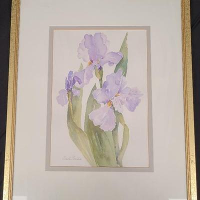 Carole Borries Framed Floral Watercolor 