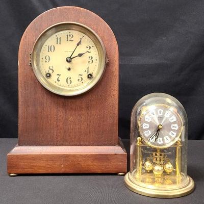 Simplistic Seth Thomas Mantel Clock & WKB Germany Mini Brass Quartz Anniversary Clock