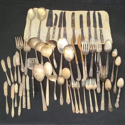 Assorted Plated Flatware & Serving Pieces