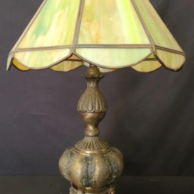 Art Glass Lamp with Brass Base – Warm Glow & Charm!