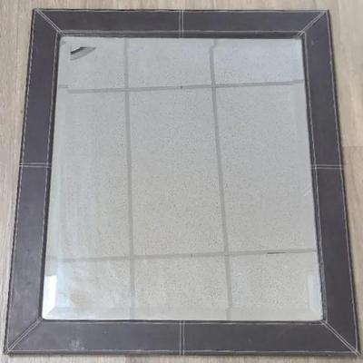 Modern Square Mirror with Stitched Edge Frame