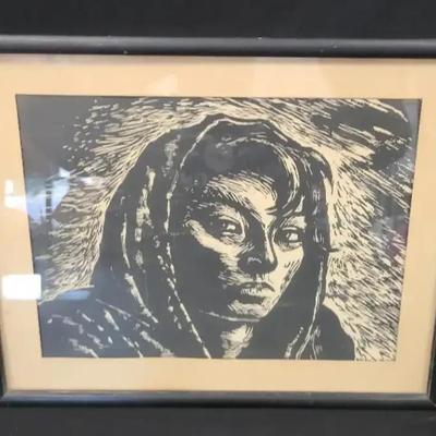 Linocut Print Of "El Robozo de Soledad" By Leopoldo Mendez
