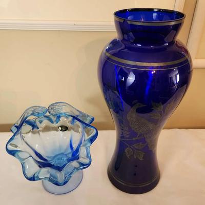 Bird Vase And Italian Glass Basket