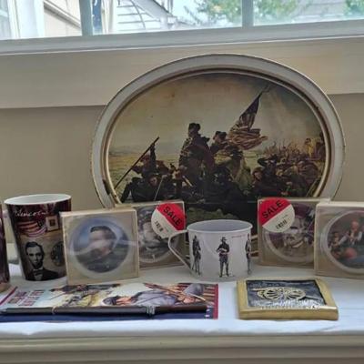 Historical Tin, Mugs, & Paperweights