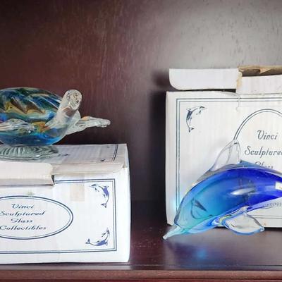 Vinci Glass Dolphin And Turtle