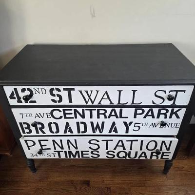 Black & White NYC-Themed Chest Of Drawers