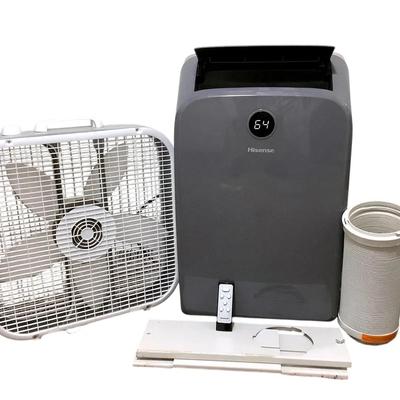 Hisense 12,000 BTU Portable Air Conditioner with Remote and Lasko Box Fan