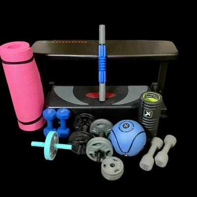 Home Workout Equipment Lot – CAP Bench, Stepper, Dumbbells, Mats, and More