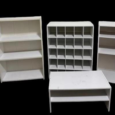 Set of Four White Storage Shelves – Various Sizes