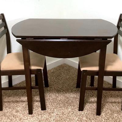 Coaster 3-Piece Drop-Leaf Round Breakfast Table with 2 Chairs