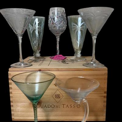 Cocktail Hour Glassware Collection – Lolita “My Tiara,” Etched Palm Trees, and Artistic Stems