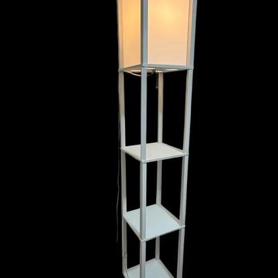 White Tower Floor Lamp with Shelves – Modern Accent Lighting