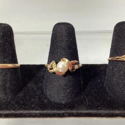 Lot of 3 Vintage Gold Rings – 10K and 14K – Pearl and Opal Rings Included – 4.3g Total – Tested Gold