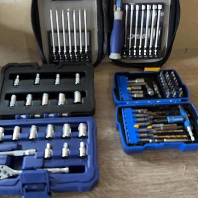 Kobalt Tool Accessories Lot – Socket, Ratchet & Drill Bit Sets 